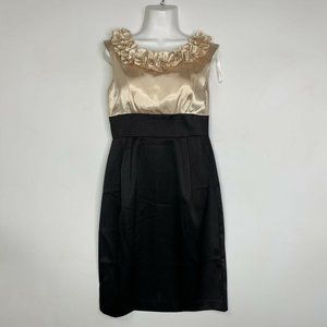 Sophia Christina‎ Women Dress Size 6 Black/Beige Sleeveless Round Neck Zip Up